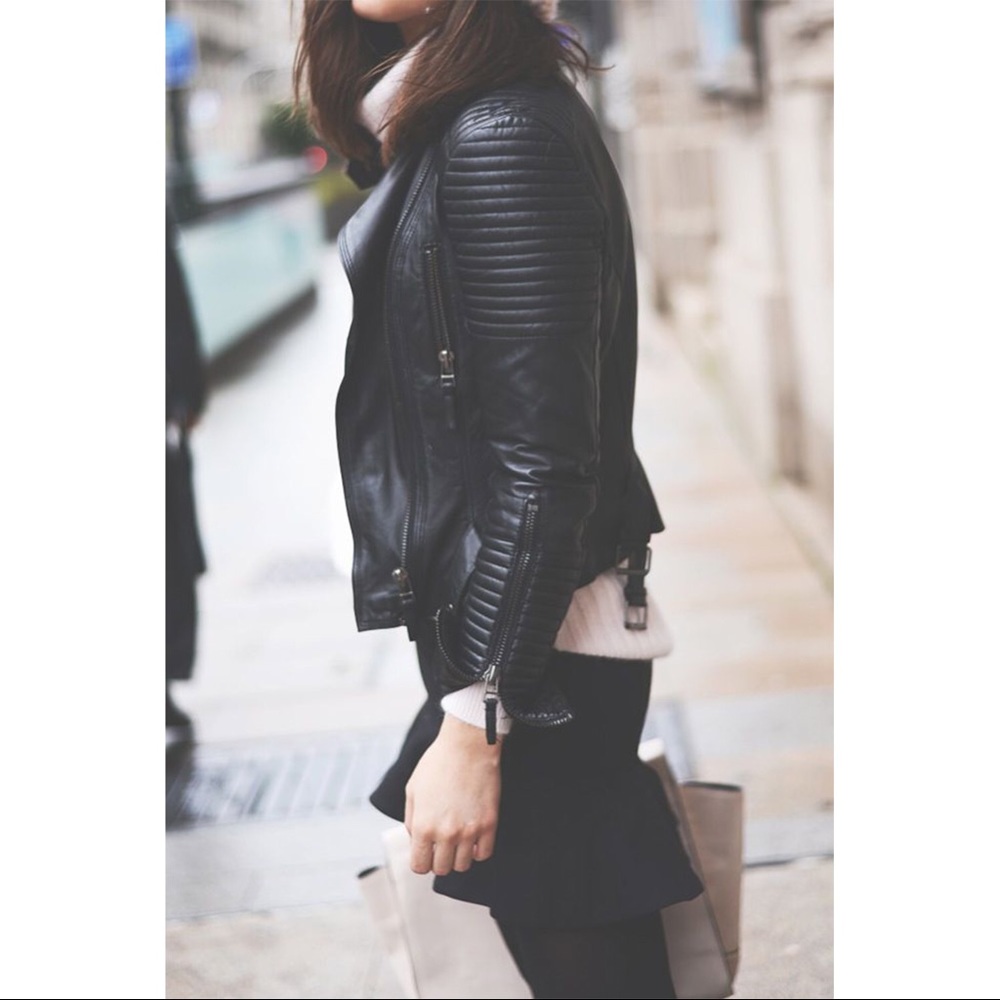 NWT Zara Women’s TRF Leather Moto Jacket Black